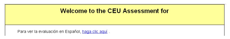 CEU Portal Welcome Screen