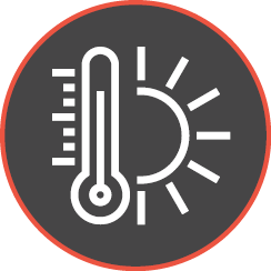 Icon of a thermometer with the sun coming out