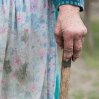 adult woman cane in hand