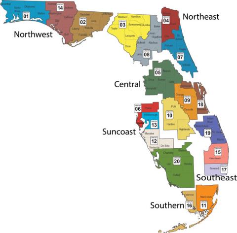 FL map with regions and circuits highlighted